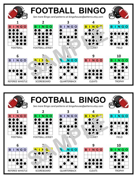 Football BINGO Card Patterns for Really Fun BINGO .